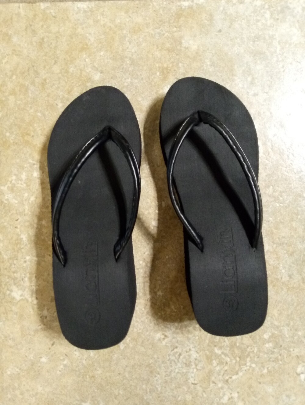 Black Women’s Wedge Flip Flop Sandals - Classic Casual - Picture 7 of 8